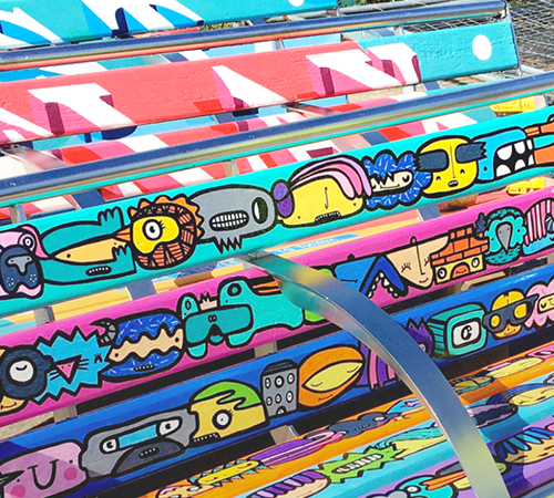 decorated bench